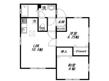 メゾンドフォンテーヌ(2LDK/1階)の間取り写真