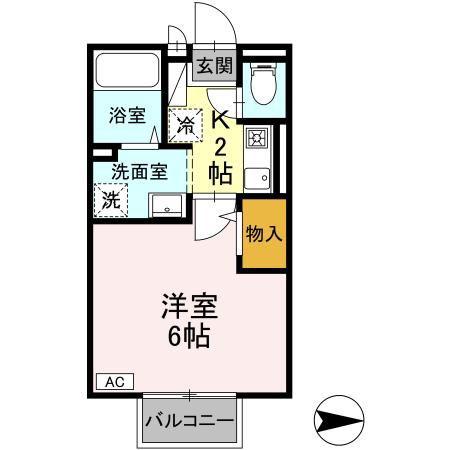 ドリームアーク(1K/2階)の間取り写真