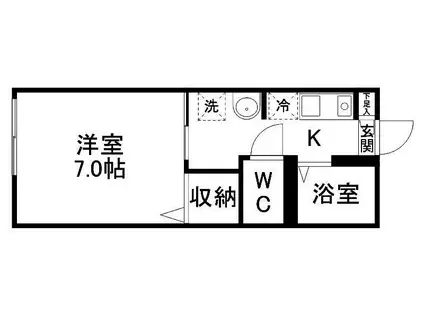 レジデンス八幡(1K/1階)の間取り写真