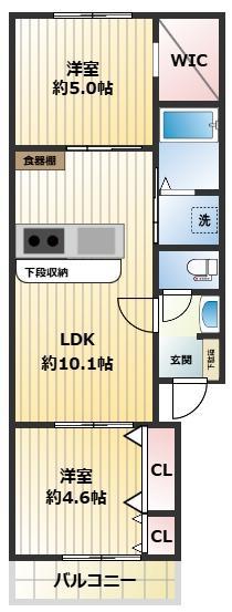ピアチェーレ(2LDK/2階)の間取り写真