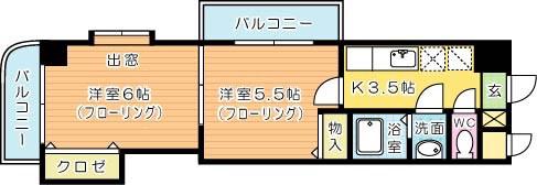 中津口センタービル(2K/8階)の間取り写真