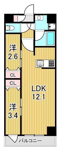 アルファコート梅島(2LDK/2階)の間取り写真