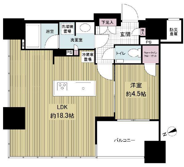 ローレルタワールネ浜松町(1LDK/20階)の間取り写真