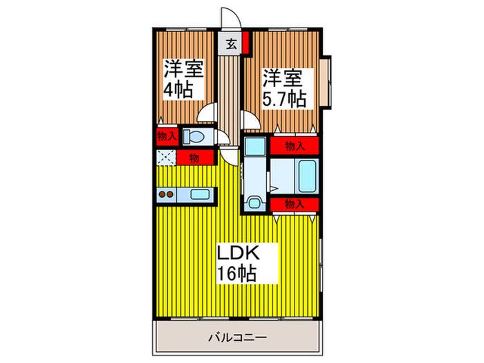 新田第11ビル(2LDK/3階)の間取り写真