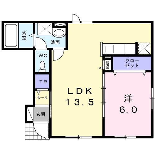 ジャスティ(1LDK/1階)の間取り写真