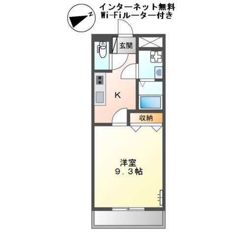 プリムローズ(1K/1階)の間取り写真