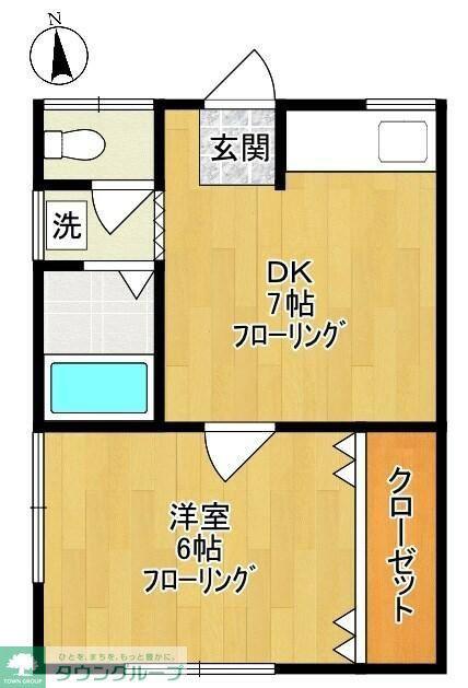 あおい荘(1DK/2階)の間取り写真