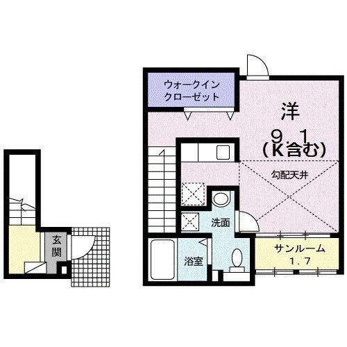 リアンジュ(ワンルーム/2階)の間取り写真