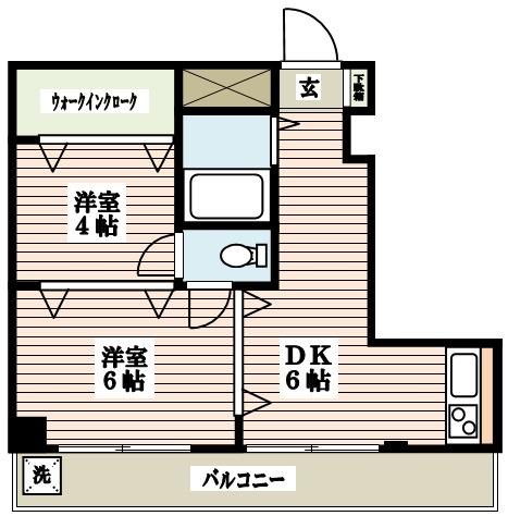 第22宮庭マンション(2DK/4階)の間取り写真