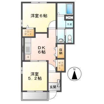 クラール織部(2DK/1階)の間取り写真