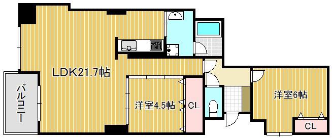 コスモ守山5番館(2LDK/2階)の間取り写真
