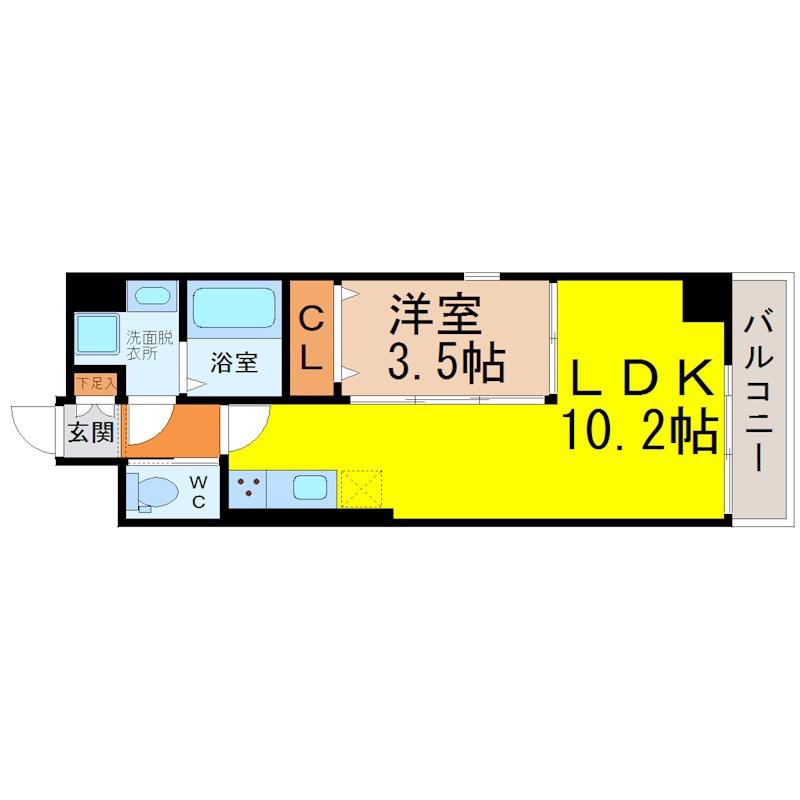 CATTLEYA GARDEN(1LDK/2階)の間取り写真