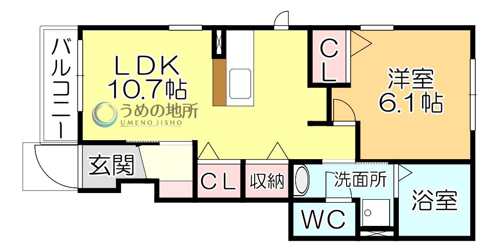 ビクトリア リアン A棟(1LDK/1階)の間取り写真