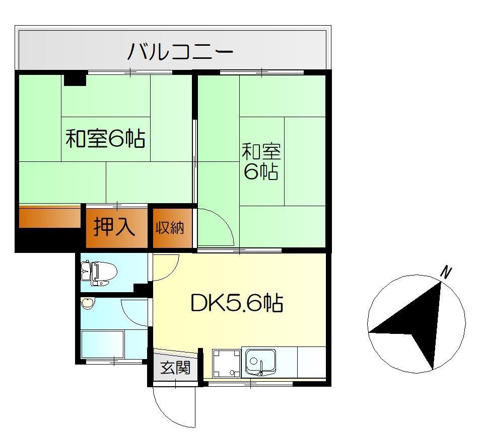 野崎ビル(2DK/3階)の間取り写真