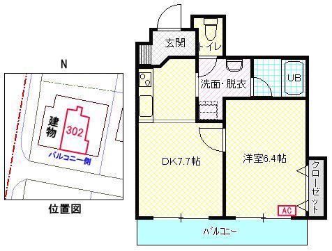 セイントワークス(1DK/3階)の間取り写真