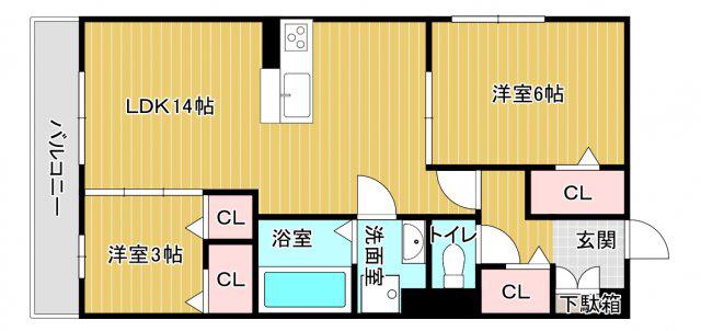 ヴィヴァレス明石(2LDK/3階)の間取り写真