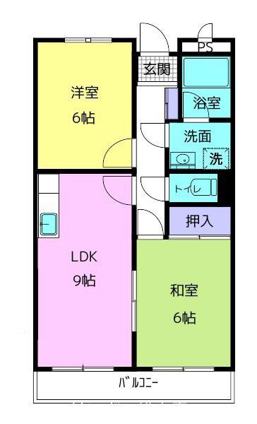ファミーユ鎌倉(2LDK/3階)の間取り写真