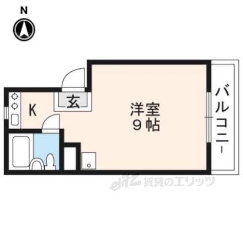 サンライズ嵯峨B-5(ワンルーム/2階)の間取り写真