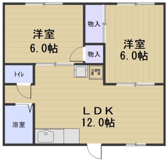 メゾン河合(2LDK/1階)の間取り写真