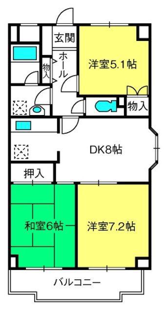 メゾンアルテミス(3DK/2階)の間取り写真