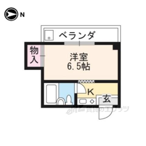 グリンピア西京極(1K/4階)の間取り写真