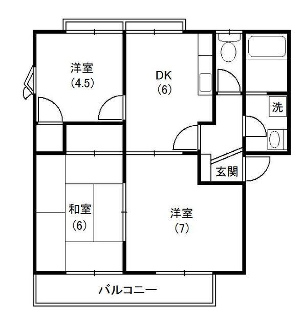 フレグランセB(3DK/2階)の間取り写真