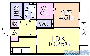 セジュールさくら(1LDK/1階)の間取り写真