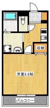 アンプルールフェール宮内(1K/2階)の間取り写真