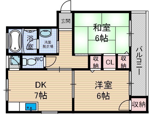 奈良コーポ(1LDK/4階)の間取り写真