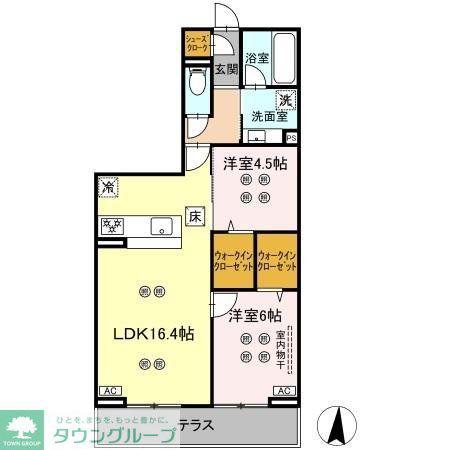 ローテ ベルク(2LDK/1階)の間取り写真