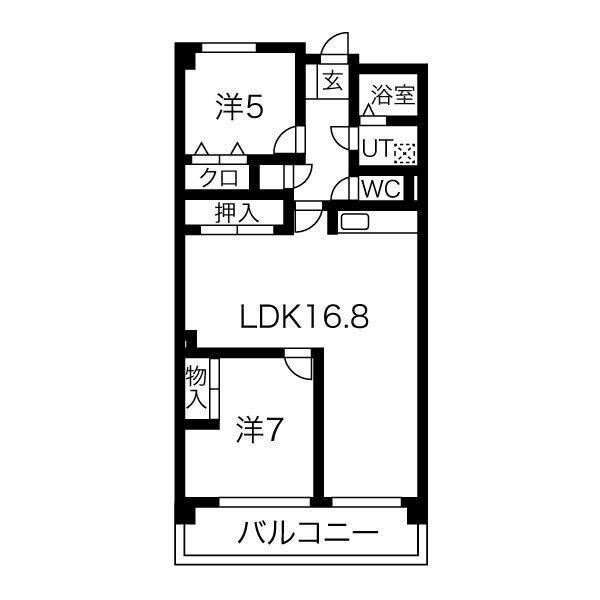 エルスタンザ原(2LDK/4階)の間取り写真