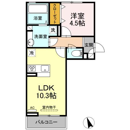 キャトルセゾン南小泉(1LDK/1階)の間取り写真