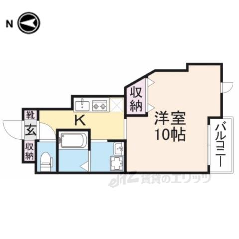 シャンテー長尾(1K/1階)の間取り写真