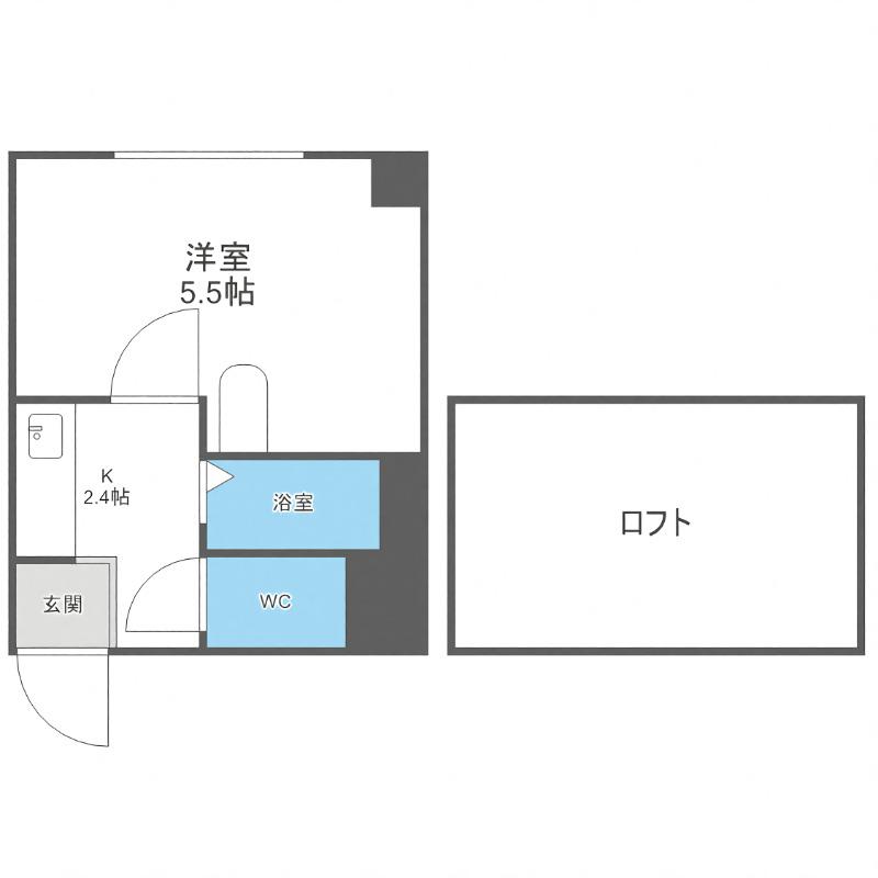 リベルタ平和通(1K/2階)の間取り写真