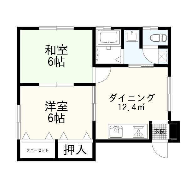 サンハイツ109B(2DK/1階)の間取り写真