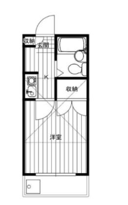 ヒルズ高座渋谷(1K/2階)の間取り写真