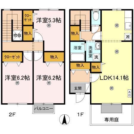リースランド松縄(3LDK/1階)の間取り写真