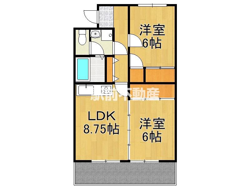 ロイヤルアスコット東屋形(2LDK/3階)の間取り写真