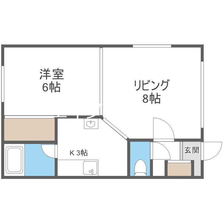 スリーオークスVI(1LDK/3階)の間取り写真