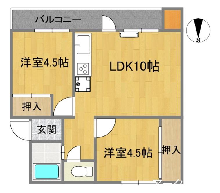 ヴィラナリー岩国(2LDK/1階)の間取り写真