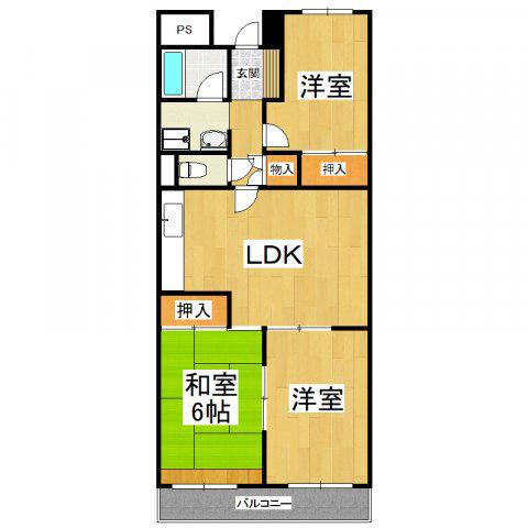グランドハイツ杉田I(3LDK/1階)の間取り写真