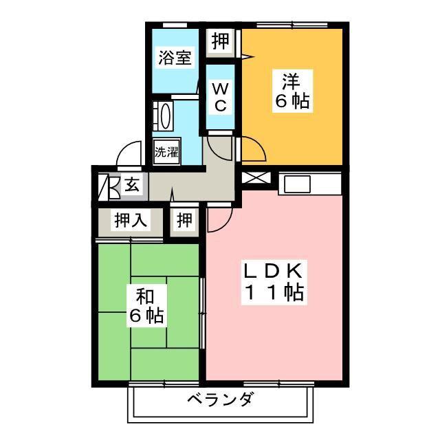 エスポワールシェモアB(2LDK/2階)の間取り写真