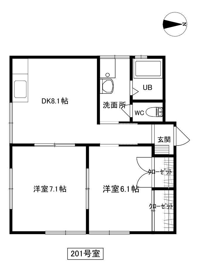 OFC 3(2DK/2階)の間取り写真
