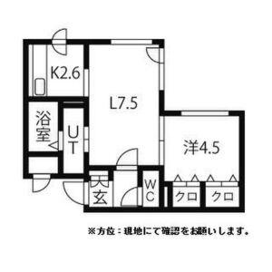 ヴェルテュ麻生(1LDK/2階)の間取り写真
