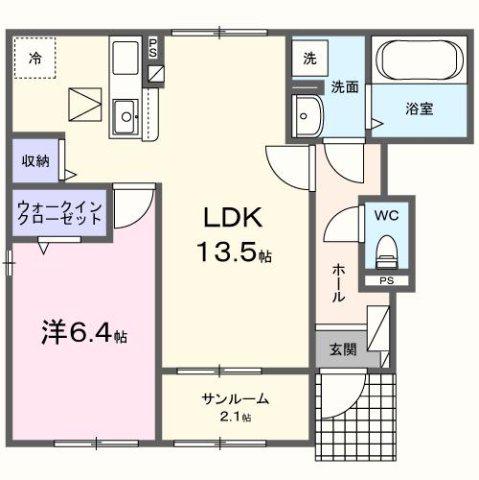 キャメロット(1LDK/1階)の間取り写真