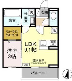 URBAN COAT(1LDK/1階)の間取り写真