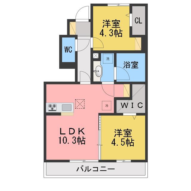エスペランサ(2LDK/1階)の間取り写真