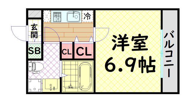 プロスパーハイツ深井(1K/2階)の間取り写真