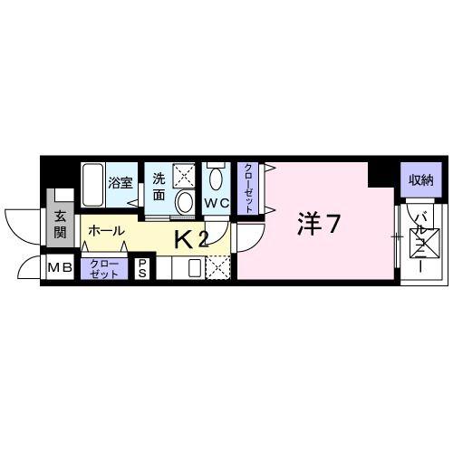 JR東海道本線 吹田駅(JR) 徒歩6分 4階建 築16年(1K/3階)の間取り写真