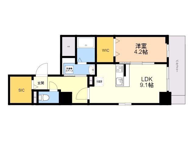 TAURUS箱崎(1LDK/7階)の間取り写真